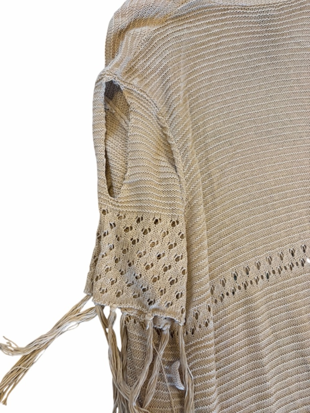 DAVI & DANI NWT Beige Fringe Duster Cardigan - Picture 6 of 10